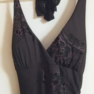 Vintage Woman's Dress Halter Top with High Low Ruffle Skirt